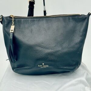 Kate‎ Spade Sandie Grey Street Black Leather Crossbody Shoulder Bag with Tassel